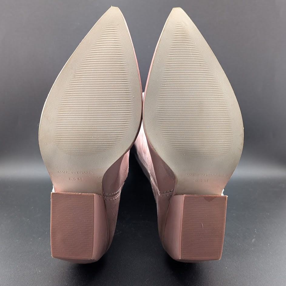 Steve Madden W8.5 West Pink Leather Pull On Pointed Toe Block Heel Western Boot Steve Madden