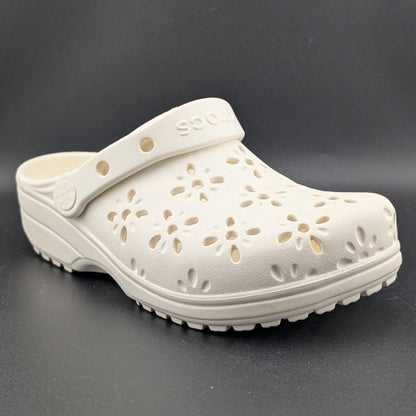 Crocs Big Kids 3Y / Women's 5 Chalk Classic Floral Cut Clogs NWT Crocs