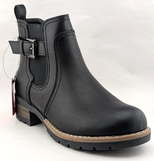 Jeossy Women's Size 7 Black Chelsea Ankle Boots w/ Lug Sole Round Toe jeossy
