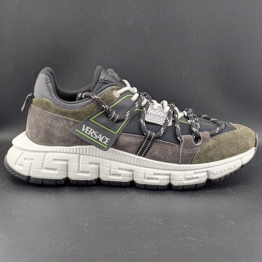 Versace Men's Greca Sneakers Gray/Green 13 US (46 EU) IT 1021490 Reg Retail $990 Versace