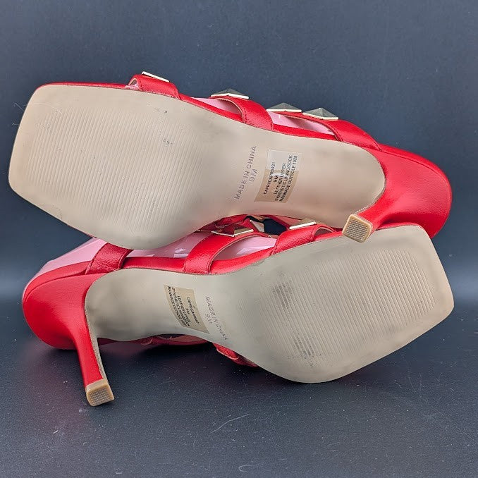 NEW Steve Madden Capri Studded Women's Leather 4" Stiletto Sandals-Red Size 9M Steve Madden