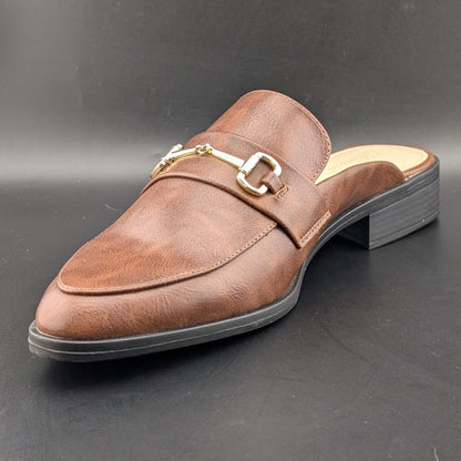Dunion Brown Slip On Mules Women's Size 11M Faux Leather New In Box Dunion