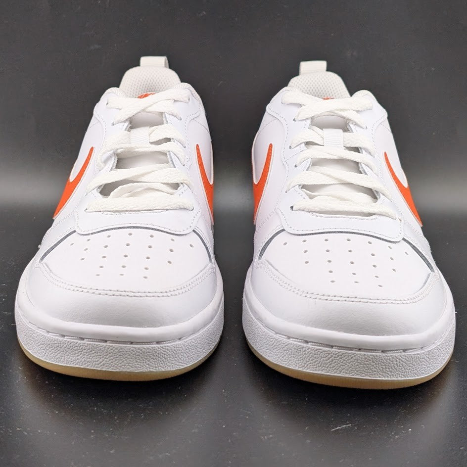 NIKE Court Borough Low 2 GS White/Orange BQ5448-114 Sizes 4.5Y-6.5 (Women's 6-8) Nike