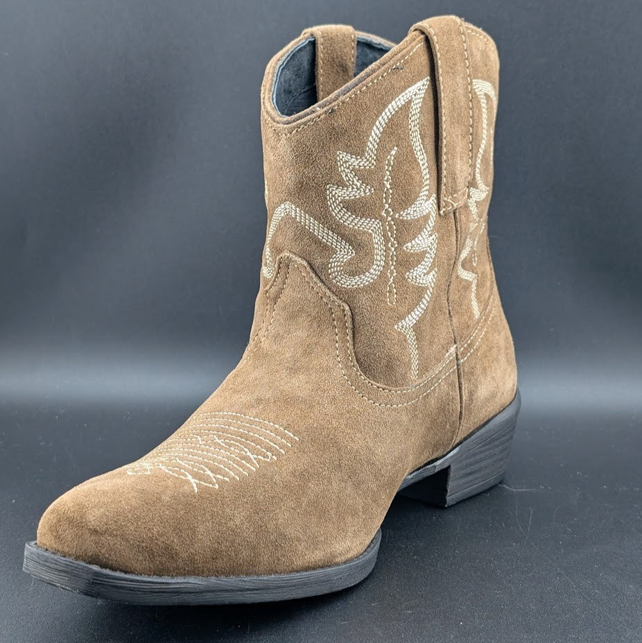 Roper Women's Sz 9.5 Dusty II Tan Brown Cow Suede Western Booties Snip Toe NIB Roper