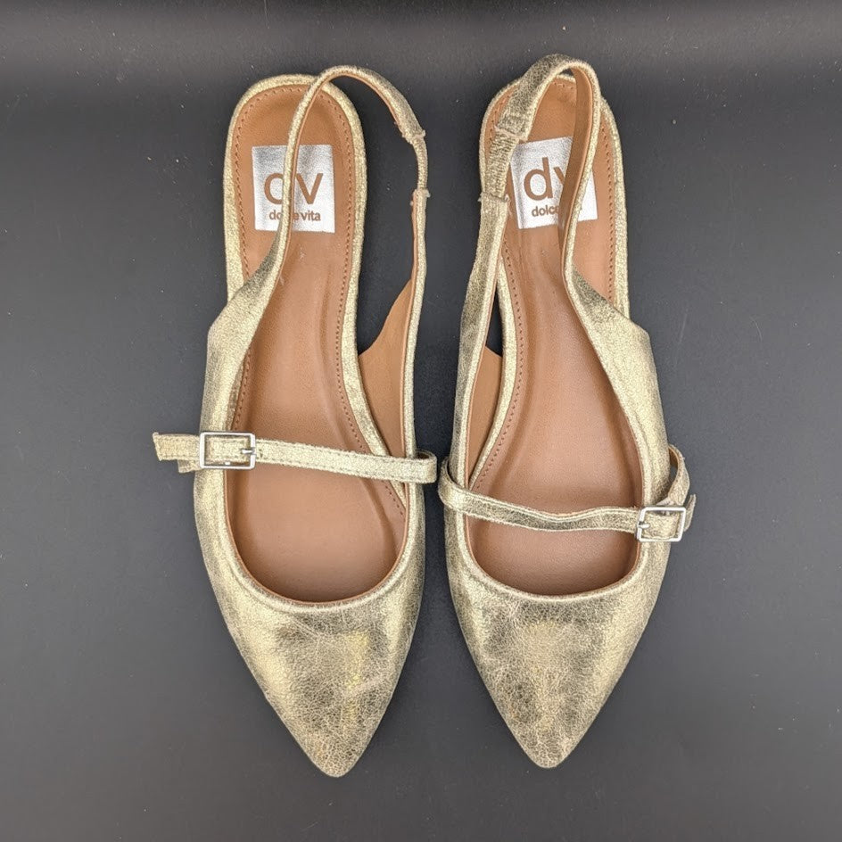 Dolce Vita Carder Size 8 or 10 Gold Crackle Slingback Flats Dolce Vita