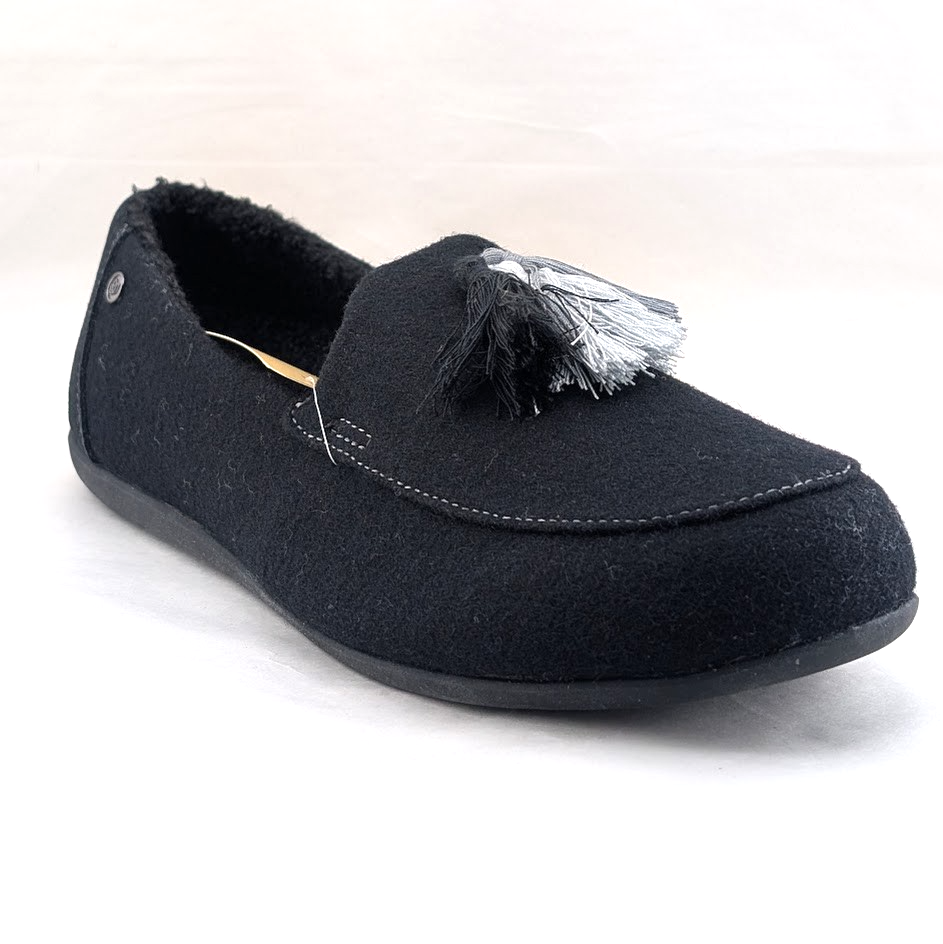 Spenco Hearthside Black Womens Sz 12B Orthotic Wool Indoor/Outdoor Dress Slipper Spenco