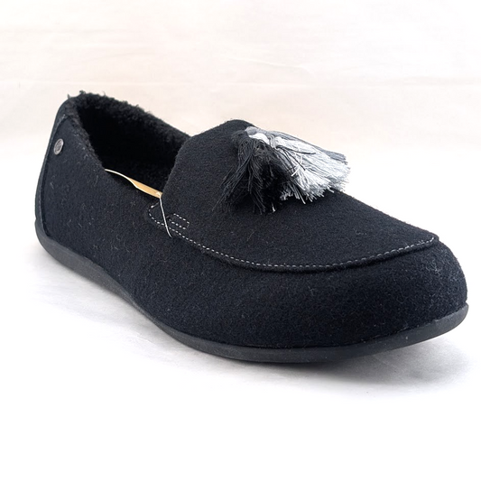 Spenco Hearthside Black Womens Sz 12B Orthotic Wool Indoor/Outdoor Dress Slipper Spenco
