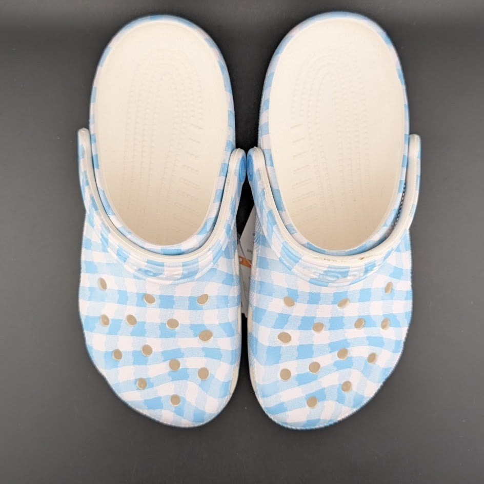 Crocs Classic Clogs Unisex m7 / w9 Blue White Gingham Shoes TLW235 NWT Crocs