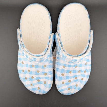 Crocs Classic Clogs Unisex m7 / w9 Blue White Gingham Shoes TLW235 NWT Crocs