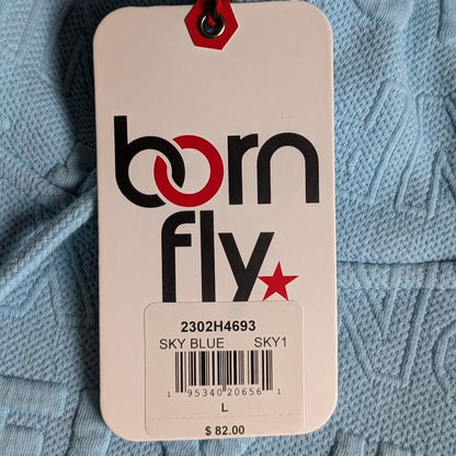BornFly Hoodie Sky Blue Hooded Sweater~Size Large Streetwear NYC/LA/EVERYWHERE Born Fly