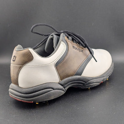 FootJoy GreenJoys Mens Size 8.5 White Brown Leather Oxford Golfing New Cleats FootJoy