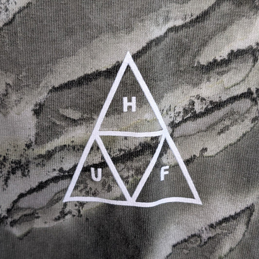 HUF Worldwide Triple Triangle XL Tee Long Sleeve Camo Green Marble Wash T-Shirt HUF