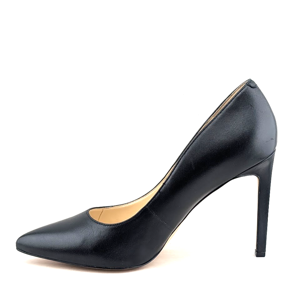 NINE WEST Women's Size 8.5 TATIANA Black Leather Pointed Toe Pump Stiletto Nine West