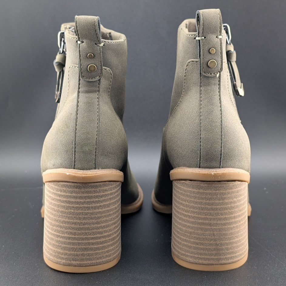DR SCHOLLS Womens Green Pull Tab Goring Rodeo Square Toe Block Heel Booties 9 M DR SCHOLLS