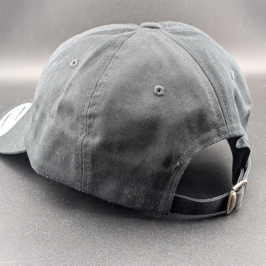 UNHAPPY - Black Adjustable Cap / Hat - Adjustable Strap Back Yupoong