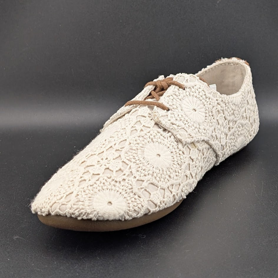 Sanuk Bianca Crochet Lace-Up  Womens White Flat Casuals 1015892-WOTM~MSRP $74.95 Sanuk