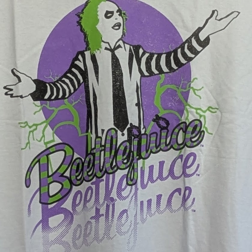 Official Universal Studios Beetlejuice T-Shirt Size XL-White Long Sleeve Universal Studios