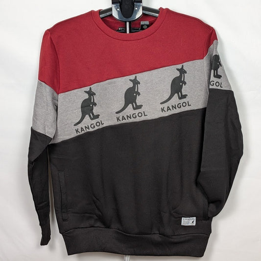 Kangol Men's Color Block Crewneck Pullover Sweatshirt - Maroon Gray Black M or L Kangol
