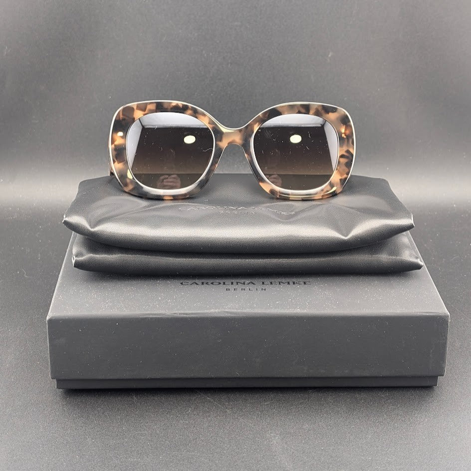 Carolina Lemke Berlin Designer Oversized Square "Kanella" Sunglasses Tortoise Carolina Lemke