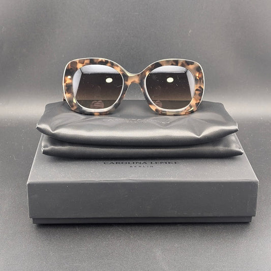 Carolina Lemke Berlin Designer Oversized Square "Kanella" Sunglasses Tortoise Carolina Lemke