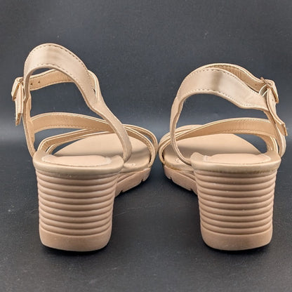 Shibever Women's Wedge Sandals Dress Shoe Beige Pre-Loved Size EU38 / US 7 Shibever