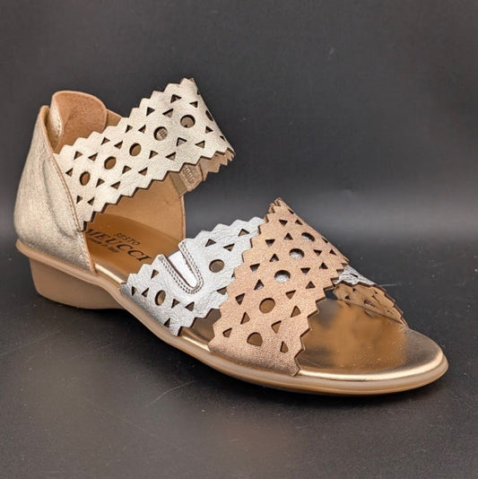 Sesto Meucci Women's Size 6M Elbie Wedge Sandals Platino Multi Faggio  $135 Sesto Meucci