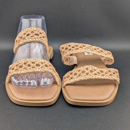 Steve Madden Wo's Size 9  Dutchess Woven Slide Sandals, Natural Steve Madden
