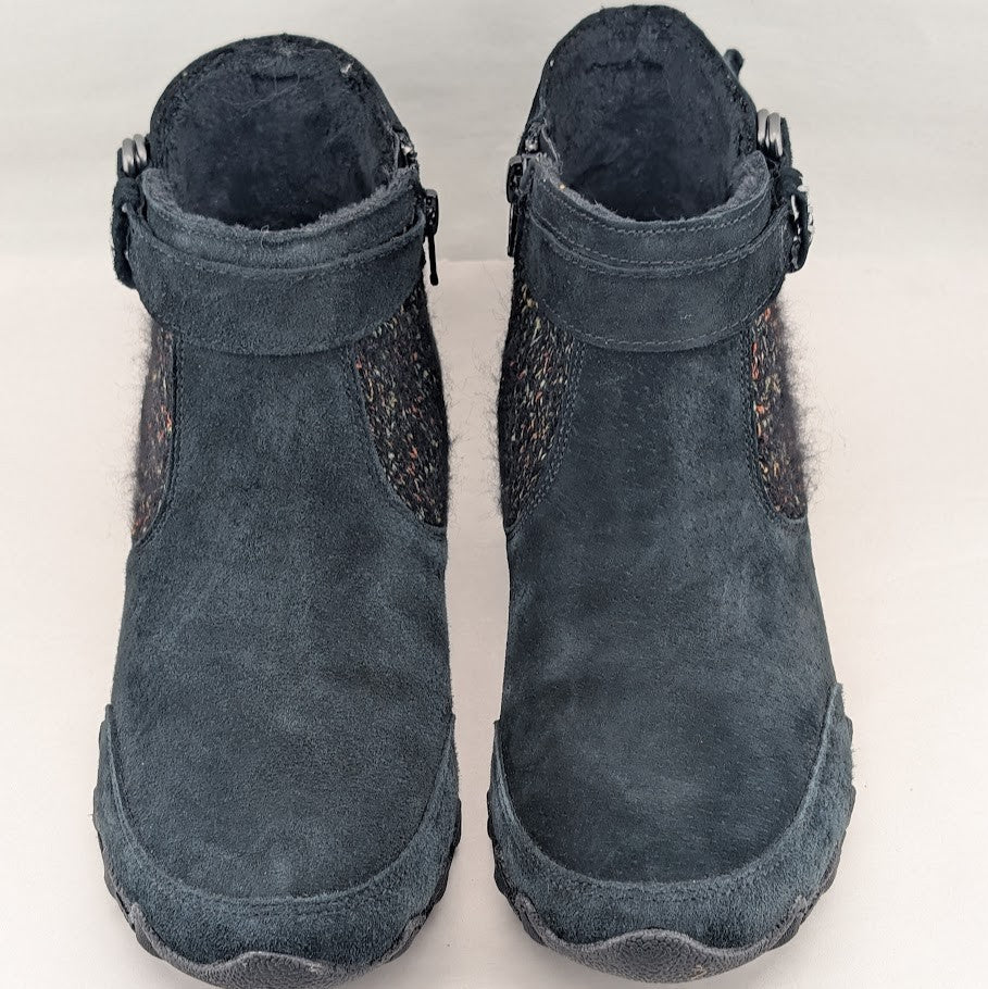 Skechers Womens Size 6  Bikers Lite High-Grade Suede & Sweater Knit Ankle Boot SKECHERS