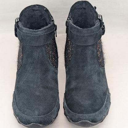 Skechers Womens Size 6  Bikers Lite High-Grade Suede & Sweater Knit Ankle Boot SKECHERS