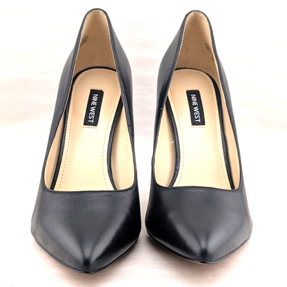 NINE WEST Women's Size 8.5 TATIANA Black Leather Pointed Toe Pump Stiletto Nine West
