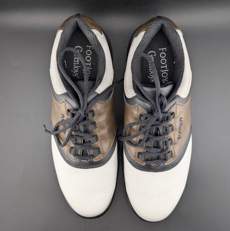 FootJoy GreenJoys Mens Size 11M White Brown Leather Oxford Golfing FootJoy