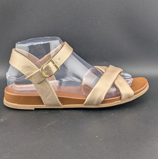 Xappeal Women's 7.5M Rayna Gold Puffy Slingback Sandal Shoes w/ Comfort Footbed X-Appeal