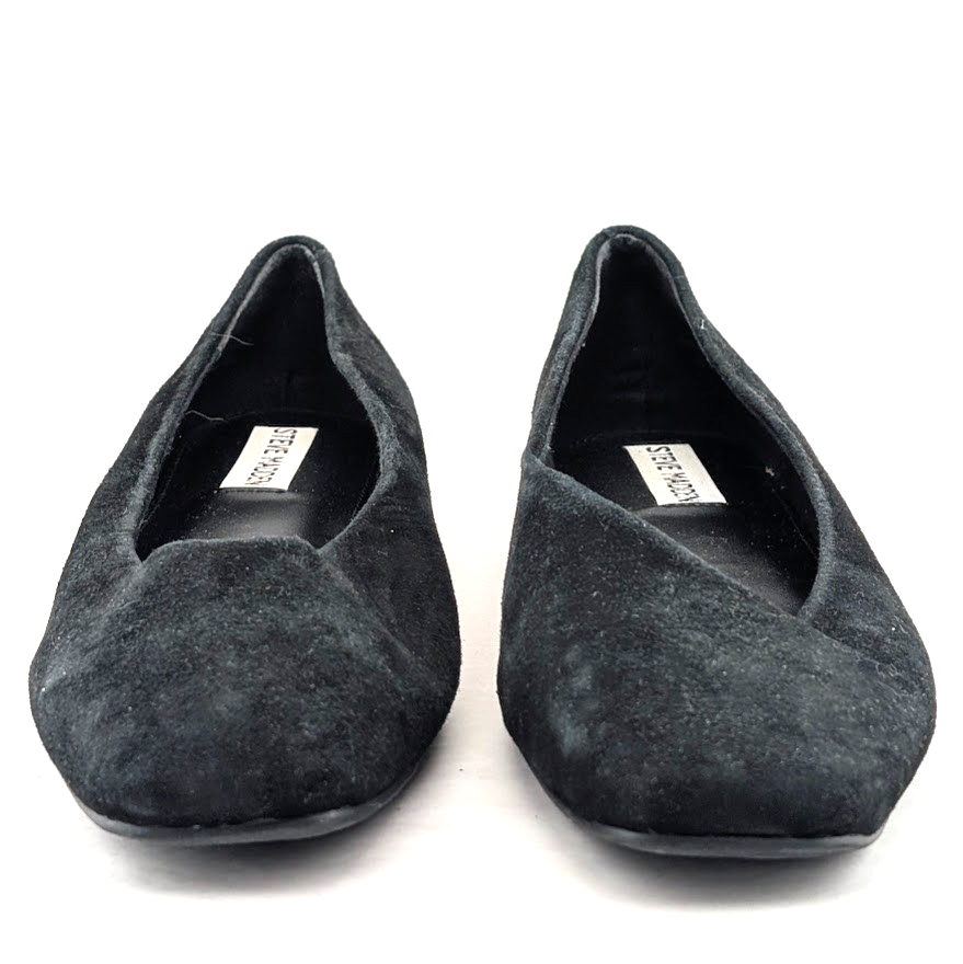 Steve Madden Womens Sz 8 Deliah Black Suede Leather Ballet Flats~Minimalist Chic Steve Madden