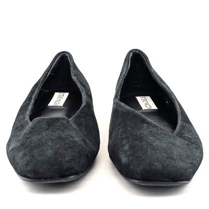 Steve Madden Womens Sz 8 Deliah Black Suede Leather Ballet Flats~Minimalist Chic Steve Madden