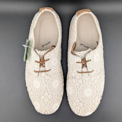 Sanuk Bianca Crochet Lace-Up  Womens White Flat Casuals 1015892-WOTM~MSRP $74.95 Sanuk