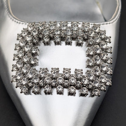 Nine West Size 8.5 Jesikes Rhinestone Medallion Slip-On Pointy Toe Dress Flats Nine West