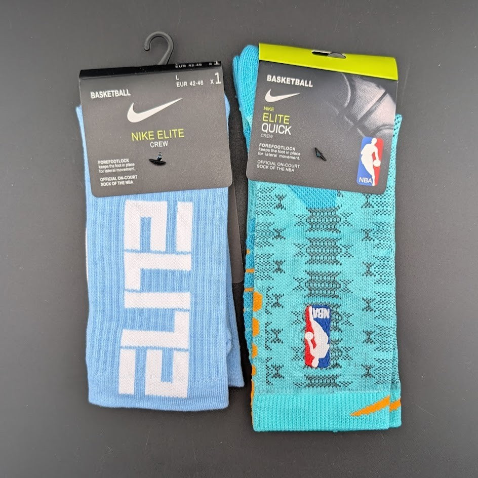 Nike Elite Quick NBA & Elite Crew Socks~Athletic Stars Tri-Color 2 Pairs Sz Lrg Nike