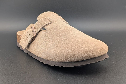 KIDMI Women's EU39 Suede Clogs w/ Back Strap Leather Mules Cork Footbed Slip on Kidmi