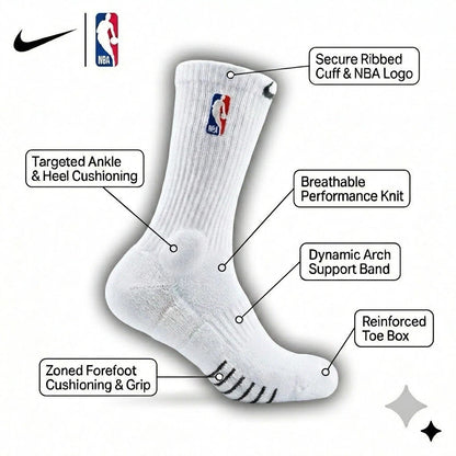 Nike NBA Authentics - Elite Crew Basketball Socks Men 8-12 White Cleveland Cavs Nike