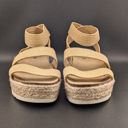 CUSHIONAIRE Mandy Wedge Stretch Platform Sandal Beige Size 8.5M Brand New! CUSHIONAIRE
