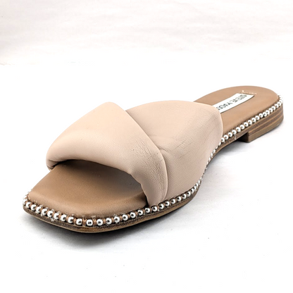 Steve Madden Beige Women’s Size 9 Rayne Studded Flat Sandal Slide Steve Madden