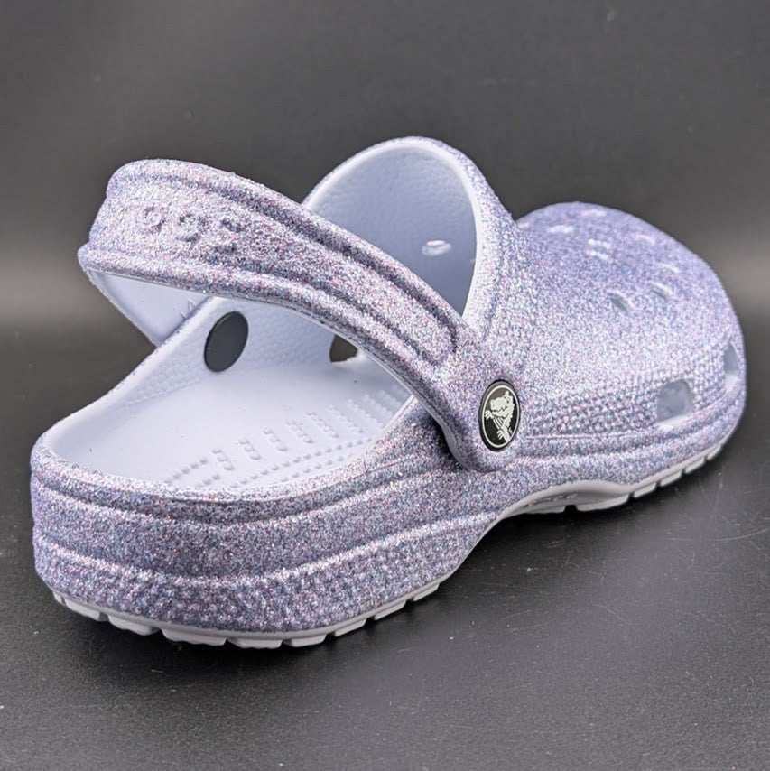 Big Kids' 4Y Classic Chunky Glitter Clog Grape Ice Holds 26 Jibbitz Charms Crocs