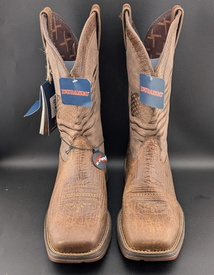 Rebel™ By Durango® Size 10W Brown Distressed Flag Embroidery Boots DDB0314 $185 Durango