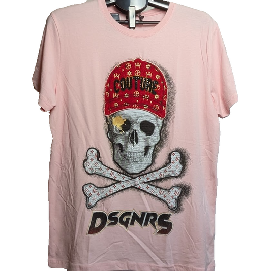 Montfleuri Paris Women's Rhinestone Couture Streetwear T-Shirt Size XL Pink NWT Monteflouri
