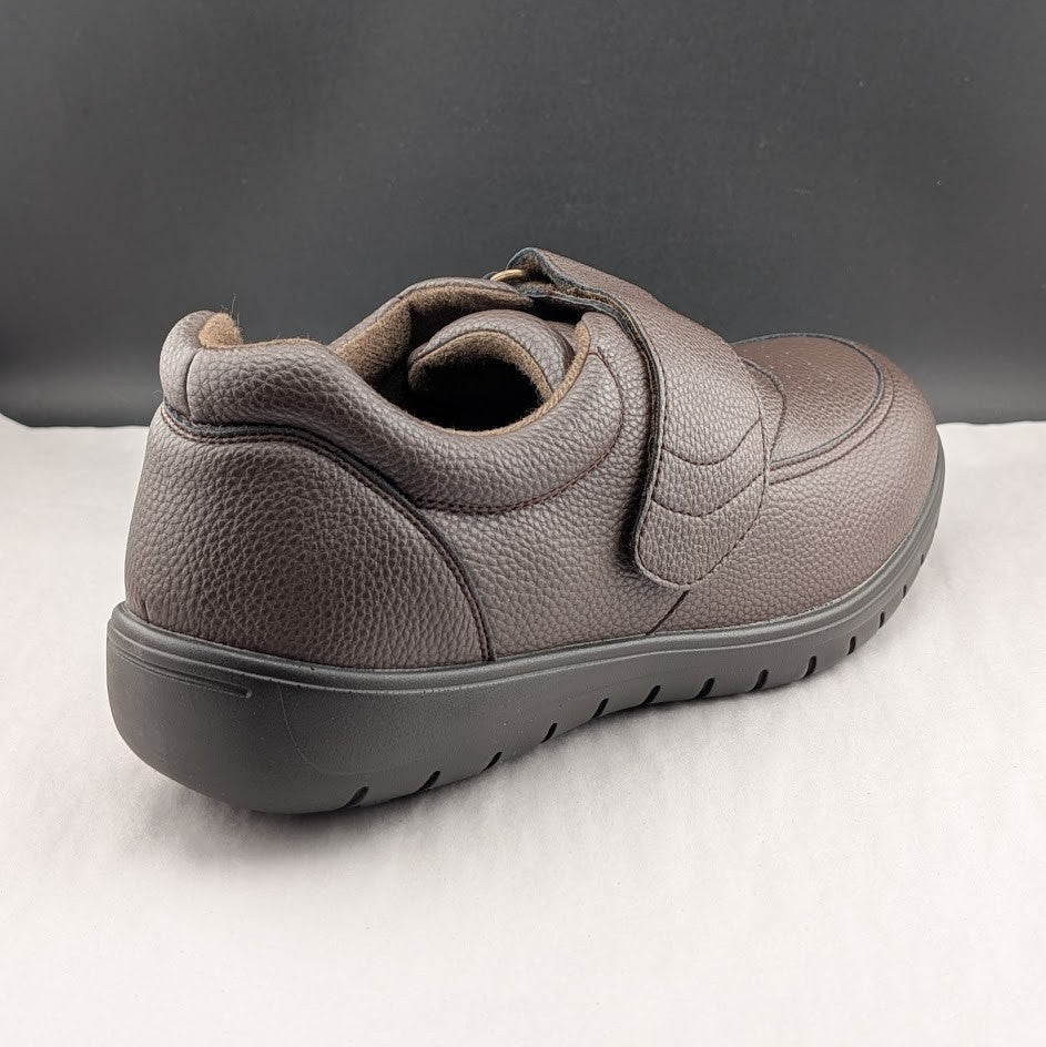 Footsaver by Drew~Poker, Mens Wide Brown Strap Slip-ons Sizes 11W-14W Diabetics Footsaver by Drew