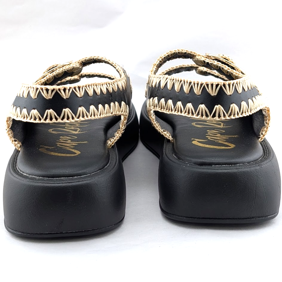 Cape Robbin Size 6 Black Ofilia Sling Back Open Toe Buckle Sandals Cape Robbin