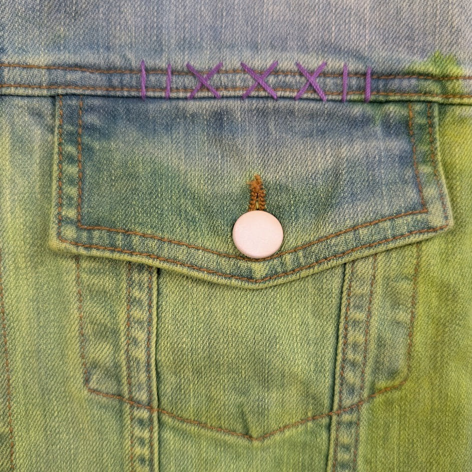Reigning Fury Dip Dye Green Denim Jean Jacket Medium Reigning Fury