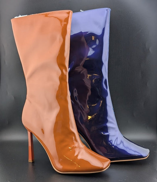 Cape Robbin Luciene Square Toe High Heel Booties Tan or Purple Cape Robbin