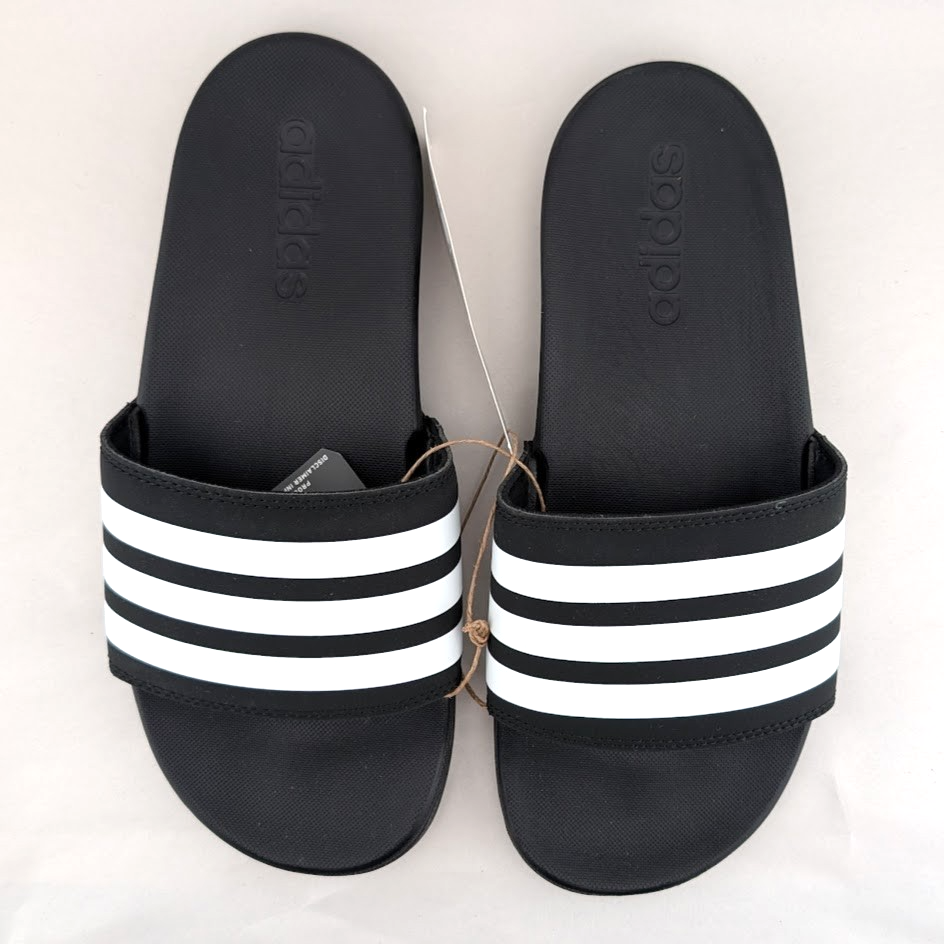 adidas Adilette Comfort JS4313 Unisex Slides Black w/ White NIB adidas
