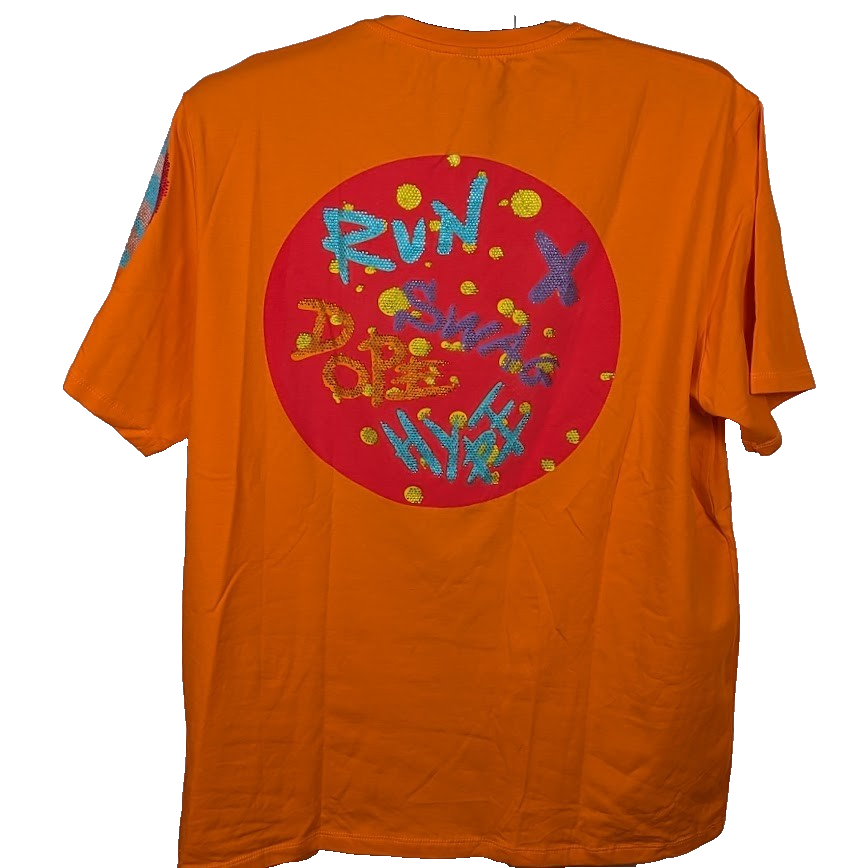 Tolga Kisa Rhinestone Swag Gangster Streetwear T-Shirt Size XXL~Orange Tolga Kisa